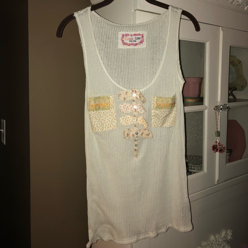 Custo Lime tank top... unique beading and design